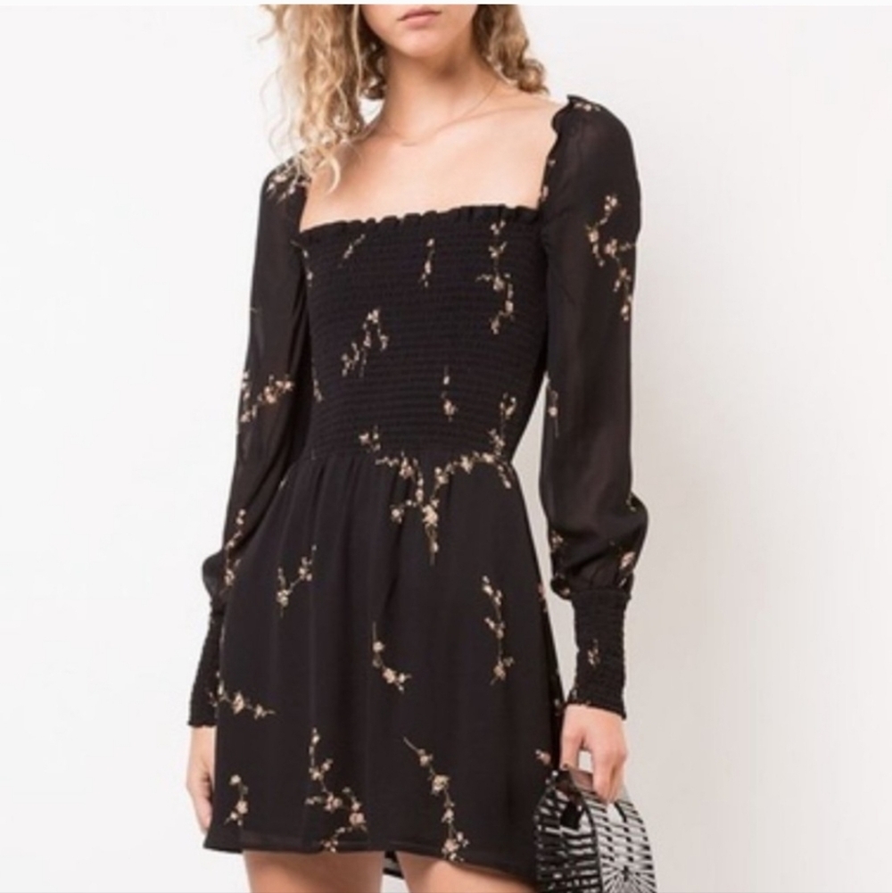 Reformation Black Floral Mini Dress